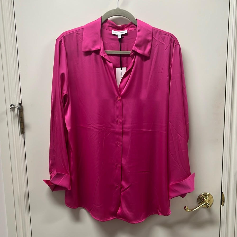 NWT Maison d’Amelie Hot Pink Blouse. Size M.
